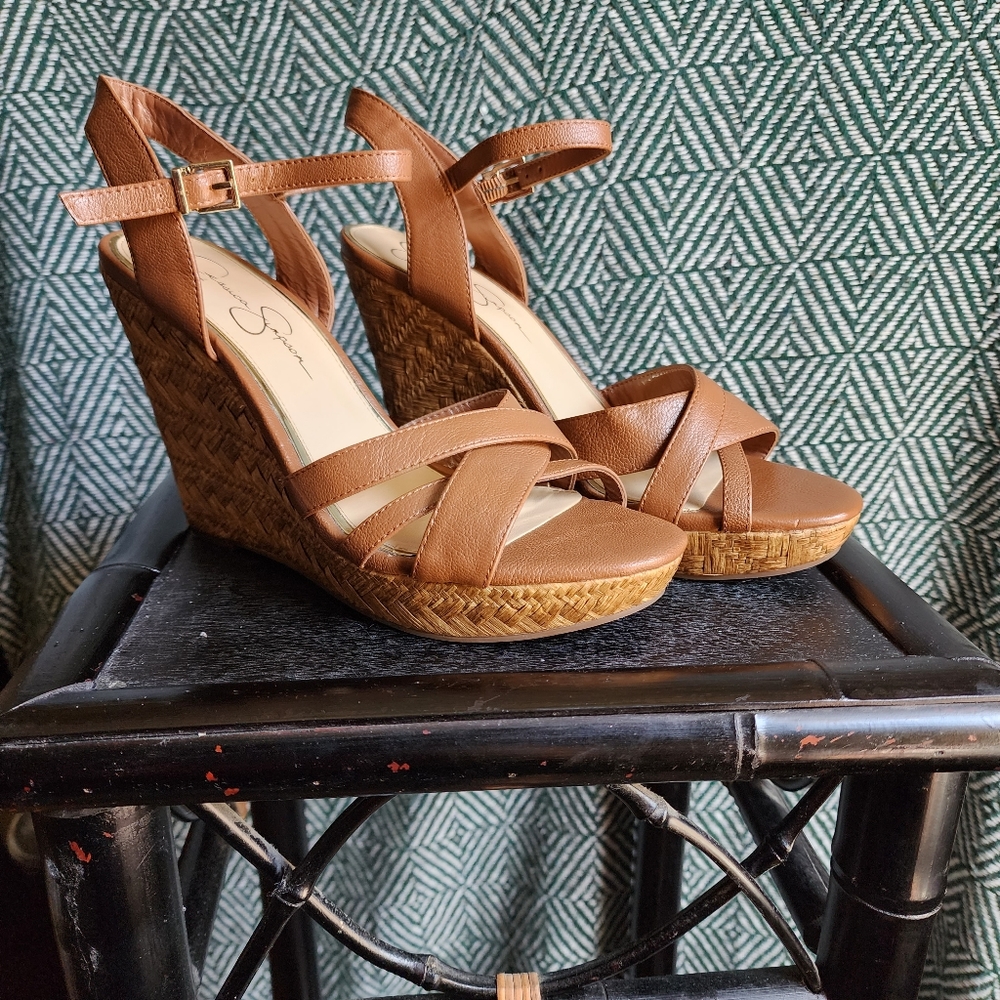 Jessica Simpson Brown Wedge Sandals